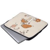 Pilze und Blume Erdtöne Beige Retro 70er Laptopschutzhülle (Vorne Knopf)