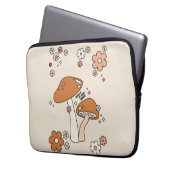 Pilze und Blume Erdtöne Beige Retro 70er Laptopschutzhülle (Vorderseite Links)