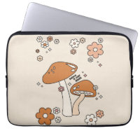 Pilze und Blume Erdtöne Beige Retro 70er