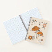 Pilze und Blume Erdtöne Beige Retro 70er Notizblock (Innenseite)