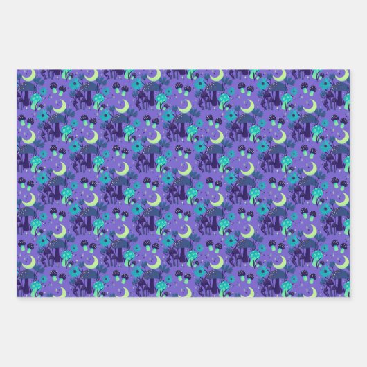 Pilze und Blumen - Lila Heidelbeere Geschenkpapier Set (Vorderseite 2)