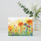 Pilze und Blumen Postkarte (Stehend Vorderseite)