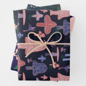 Pilze und Blumenwrapping Paper-Set mit drei Buchst Geschenkpapier Set (Beispiel)