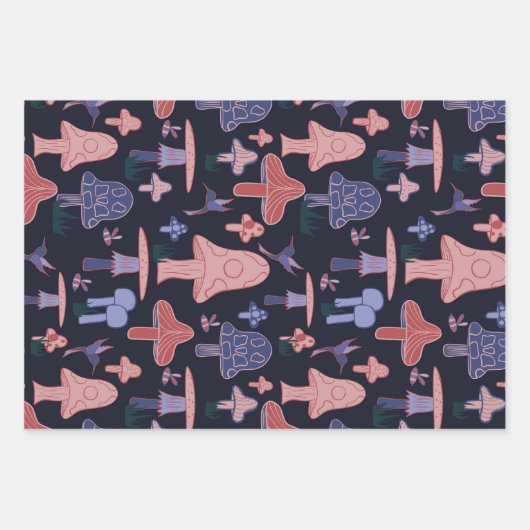 Pilze und Blumenwrapping Paper-Set mit drei Buchst Geschenkpapier Set (Vorderseite)