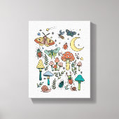 Pilze und Bugs Nachtwald-Kinderzimmer Leinwanddruck (Vorderseite)