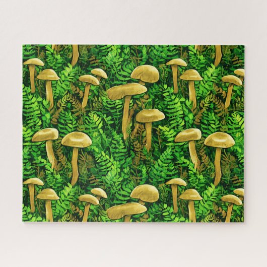 Pilze und Fernen im Waldboden Puzzle (Horizontal)