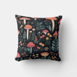 Pilze und Folien auf schwarzem Hintergrund Kissen