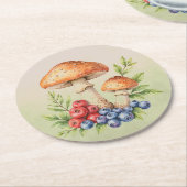 Pilze und Früchte Beeren  Runder Pappuntersetzer (Angewinkelt)
