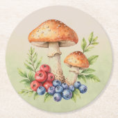 Pilze und Früchte Beeren  Runder Pappuntersetzer (Vorderseite)