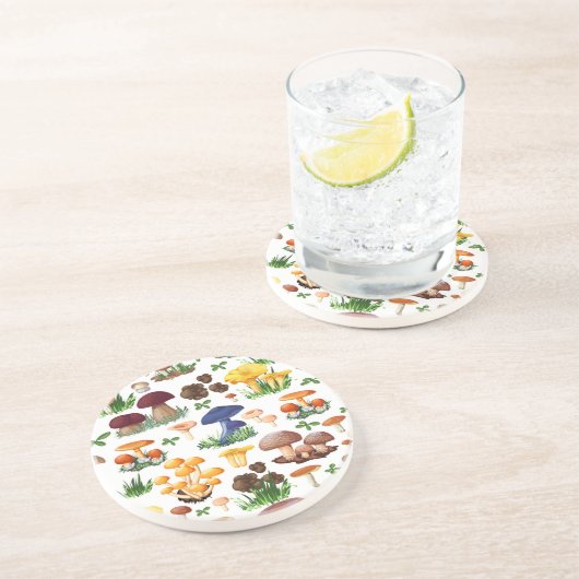 Pilze und Gras Getränkeuntersetzer (Seite)