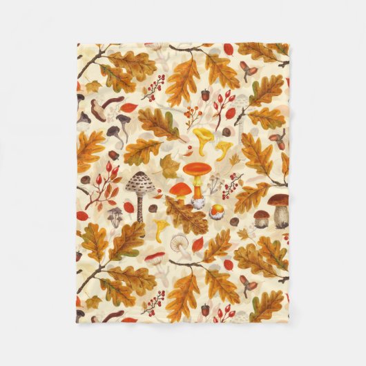 Pilze und Herbstflora auf Sahne Fleecedecke (Vorderseite)