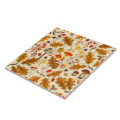 Pilze und Herbstflora auf Sahne Fliese (Seite)