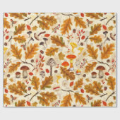 Pilze und Herbstflora auf Sahne Geschenkpapier (Flach)