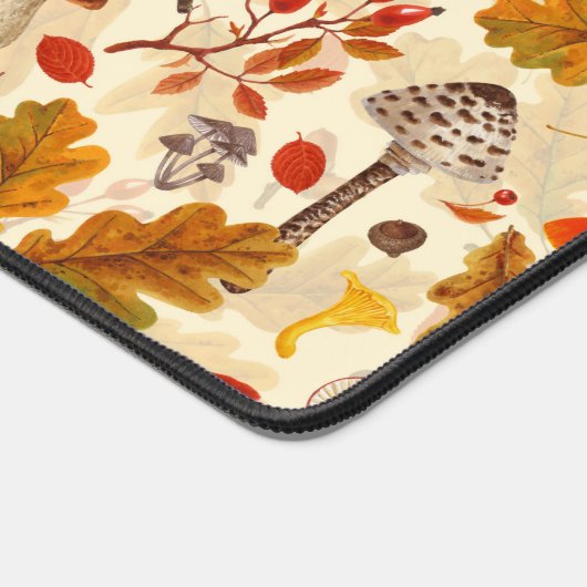 Pilze und Herbstflora auf Sahne Schreibtischunterlage (Ecke)