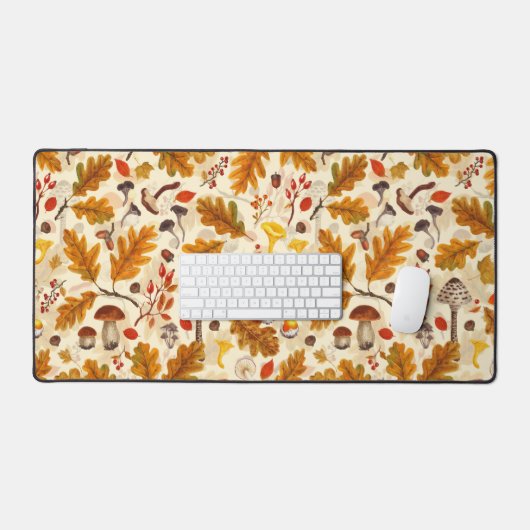 Pilze und Herbstflora auf Sahne Schreibtischunterlage (Tastatur & Maus)