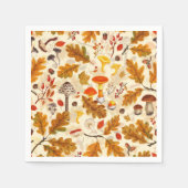 Pilze und Herbstflora auf Sahne Serviette (Vorderseite)