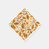 Pilze und Herbstflora auf Sahne Serviette (Ecke)