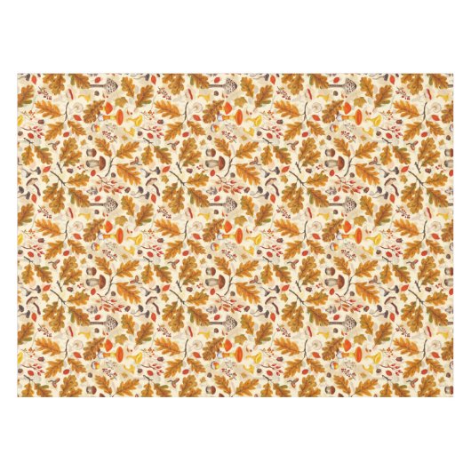Pilze und Herbstflora auf Sahne Tischdecke (Vorderseite (Horizontal))