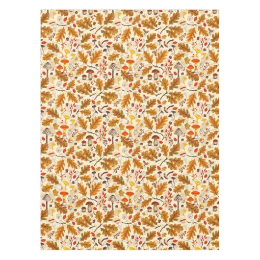 Pilze und Herbstflora auf Sahne Tischdecke (Vorderseite)