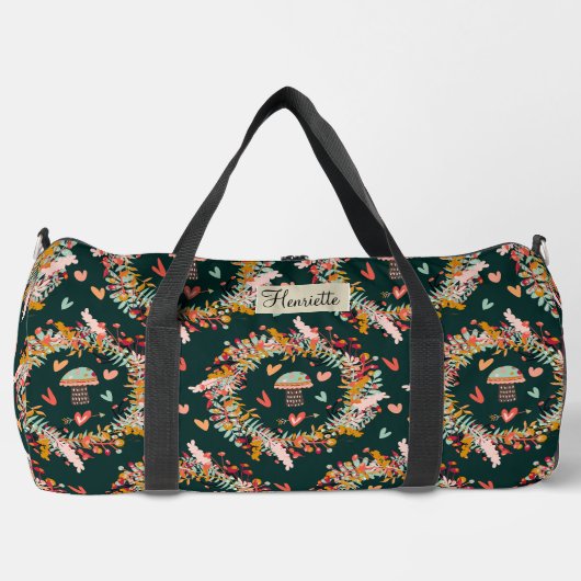 Pilze und Herzen Fröhlich Duffle Bag (Vorderseite)