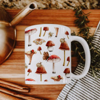 Pilze und Insekten Wasserfarben Tasse Wald