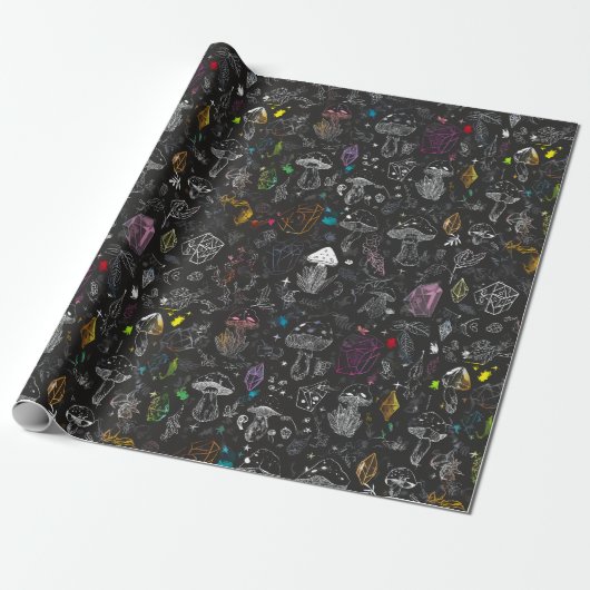 Pilze und Kristalle Geschenkpapier (Ungerollt)