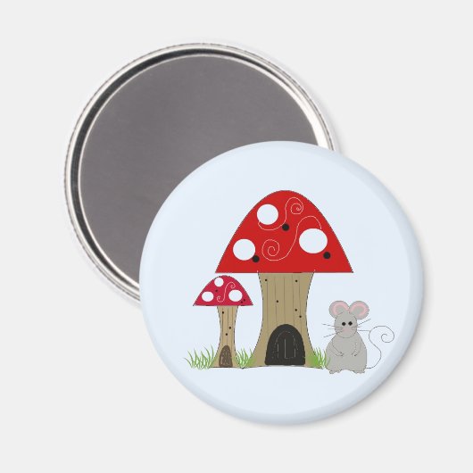 Pilze und Maus Magnet (Vorderseite/Rückseite)