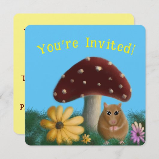 Pilze- und Mausblumen Einladung (Vorne/Hinten)