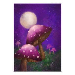 Pilze und Mondlicht Fotodruck