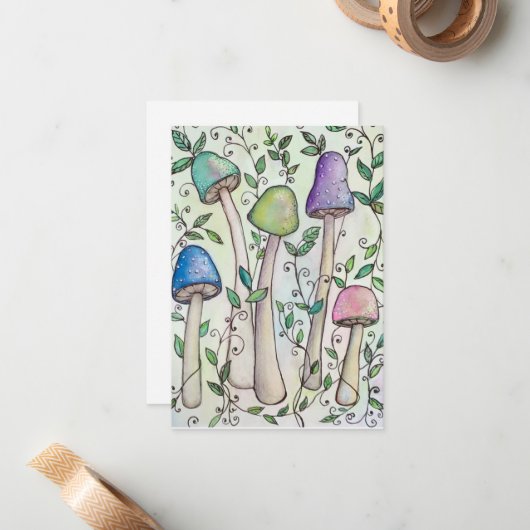 Pilze und Reben Mitteilungskarte (Vorderseite/Rückseite Beispiel)