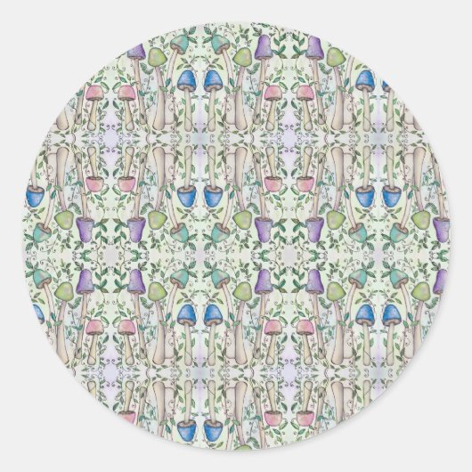 Pilze und Reben Runder Aufkleber (Vorderseite)
