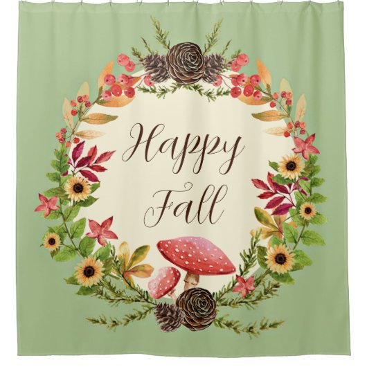 Pilze und Sonnenblumen mit individualisierbarem Te Duschvorhang (Vorderseite)