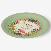 Pilze und Sonnenblumen mit individualisierbarem Te Pappteller (Schrägansicht)