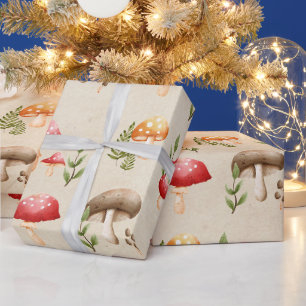 Pilze und Waldlaub Geschenkpapier