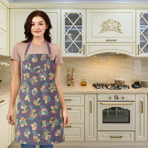 Pilze und weiche Grüntöne lila Schürze