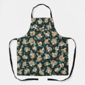 Pilze und weiche Grüntöne schwarz Schürze (Vorderseite)