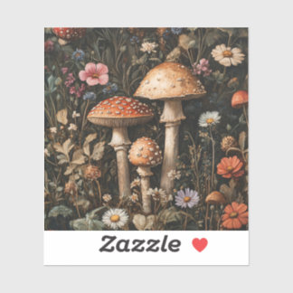 Pilze und Wildblumen, botanisch Aufkleber