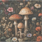 Pilze und Wildblumen, botanisch Aufkleber (Vorderseite)