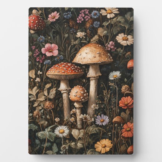 Pilze und Wildblumen, botanisch Fotoplatte (Vorderseite)