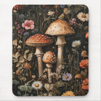 Pilze und Wildblumen, botanisch Mousepad