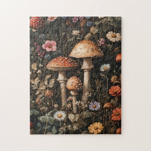 Pilze und Wildblumen, botanisch Puzzle (Vertikal)