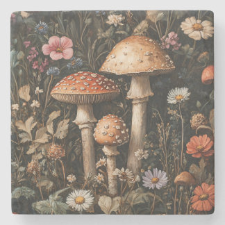 Pilze und Wildblumen, botanisch Steinuntersetzer