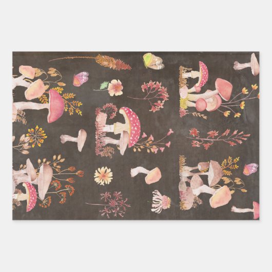 Pilze und wilde Blume Geschenkpapier Set (Vorderseite 3)