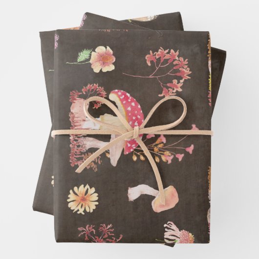 Pilze und wilde Blume Geschenkpapier Set (Beispiel)