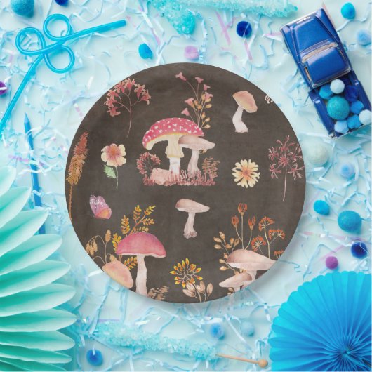 Pilze und wilde Blume Pappteller (Party)