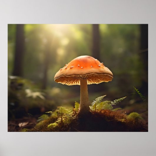 Pilze wachsen im Wald Poster (Vorne)