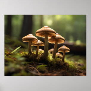 Pilze wachsen im Wald Poster