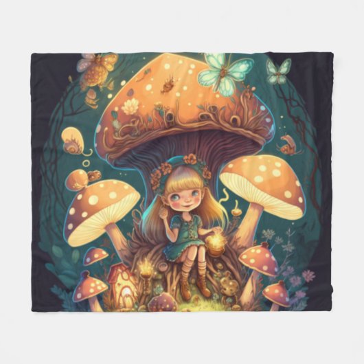 Pilzelfen im Feld Fleecedecke (Vorderseite (Horizontal))