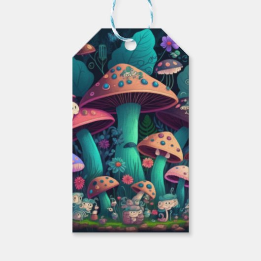 Pilzelfen im Feld Geschenkanhänger (Vorderseite)