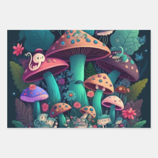 Pilzelfen im Feld Geschenkpapier Set (Vorderseite 3)